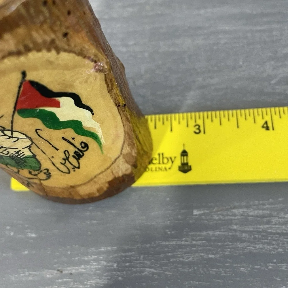 2 Small Wooden Masterpiece Palestinian Flag handmade painted candle holder‎